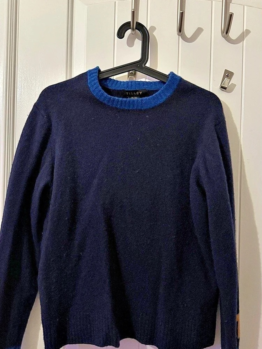 Tilley 100% Merino Wool Colour Block Crew Sweater Navy XL